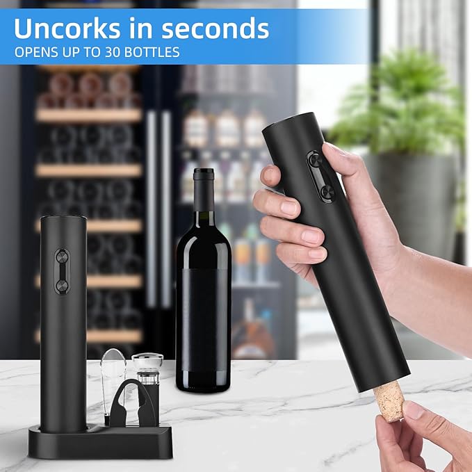 Wine Opener Electric Wine Opener Set Wine Bottle Opener Set Battery Wine Electric Opener with Foil Cutter Vacuum Preservation Stoppers Wine Dispenser