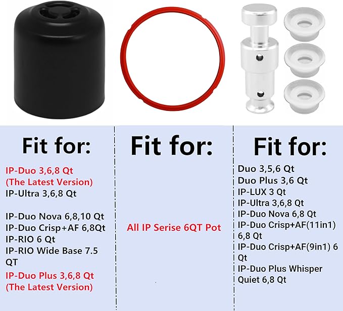 Replacement Parts for Instant Pot Ultra 60 Duo Nova 60 Duo Gourmet 6 Qt and Duo Crisp Air Fryer 11in1 6Qt, Include Steam Release Valve Sealing Ring Float Valve Seal and Anti-Block Shield
