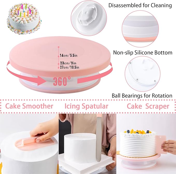 Nifogo Cake Decorating Supplies Kit Tools 356pcs, Baking Accessories with Cake Turntable, Pastry Piping Bag, Piping Icing Tips for Beginners