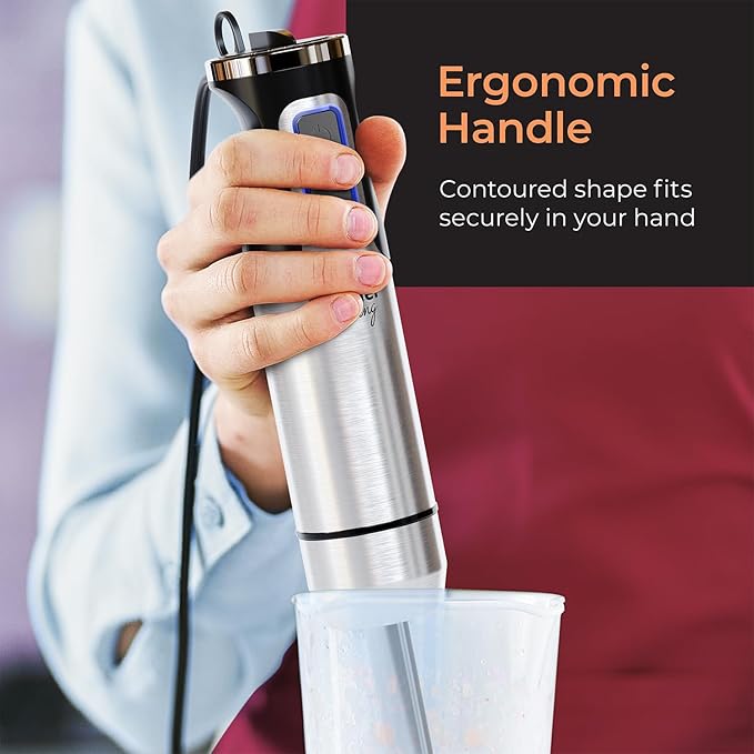 Mueller Immersion Blender Handheld - 8 Speed Stainless Steel Electric Hand Blender, Emulsion Blender Stick Kitchen Gadget with Turbo Mode