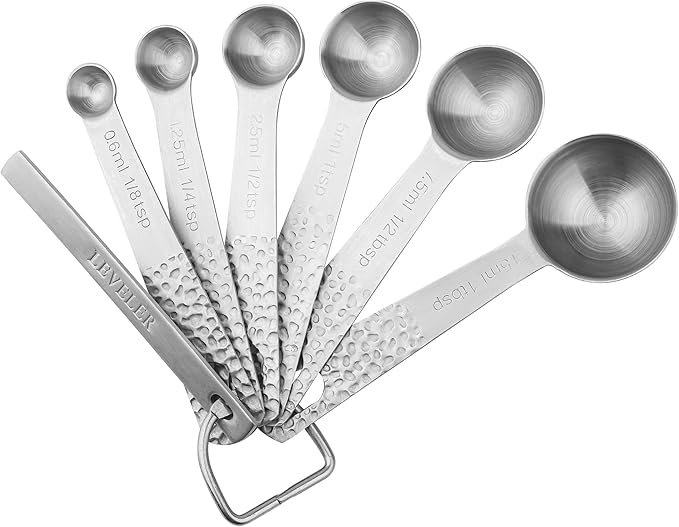 Measuring Cups and Spoons Set 14, Stainless Steel Measuring Cups and Spoons set for Baking & Kitchen, 5 Metric & US Measuring Cups and 6 Measuring Spoons,1Leveler and 2Rings for Dry & Liquid