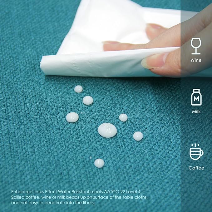 BALCONY & FALCON Square Tablecloth Washable Wrinkle Resistant and Water Proof Table Cloth Decorative Linen Fabric Tablecloths for Dining Party Kitchen Wedding Outdoor Use (Lake Blue, 55x55)