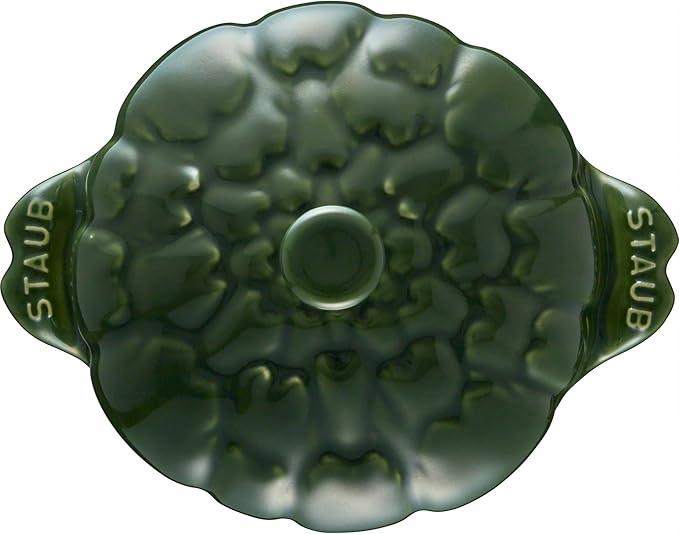 STAUB Ceramic Dutch Oven 16-oz Petite Artichoke Cocotte, Basil