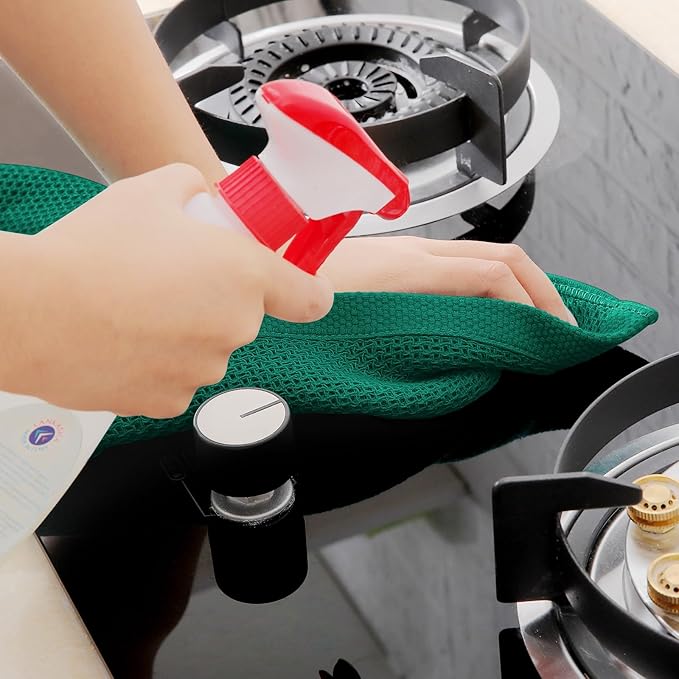 Homaxy 100% Cotton Waffle Weave Kitchen Dish Towels, Ultra Soft Absorbent Quick Drying Cleaning Towel, 13 x 28 Inches, 12-Pack, Dark Green