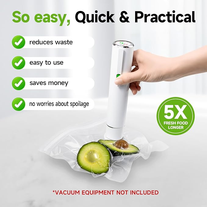 Vacuum Sealer Bags, 40 Reusable Vacuum Sealer Bags for Food, BPA-Free, Meal Prep and Sous Vide Cooking,Works for Handheld Sealer and Vac Sealer Machine with External Vacuum Systems