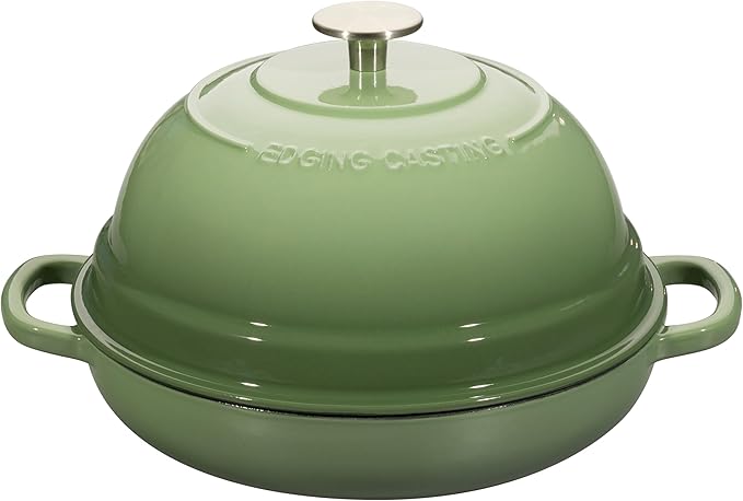 Enameled Cast Iron Dutch Oven Pot with Lid, Round Bread Oven for Homemade Sourdough Bread Baking, 6 Quart, Pistachio Green