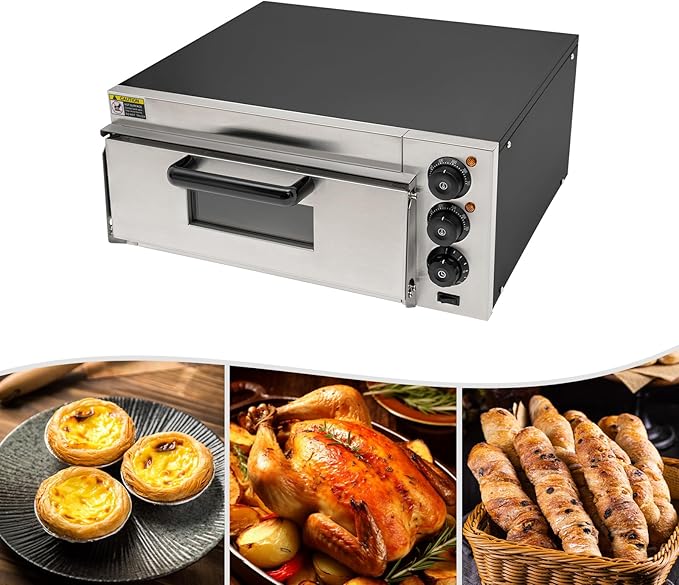 1800W Electric Pizza Oven Indoor Commercial Pizza Oven Countertop Pizza Maker with Timer Multipurpose Indoor Pizza Machine – Adjustable Temp (122-662°F）for Home and Restaurant use