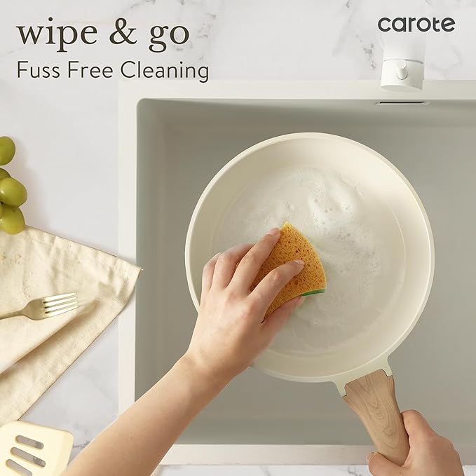 CAROTE 21-Piece Ceramic Pots and Pans Cookware Set, Non Stick Induction Cook Ware Kitchen Cooking Set Non-Toxic Health, PFAS Free