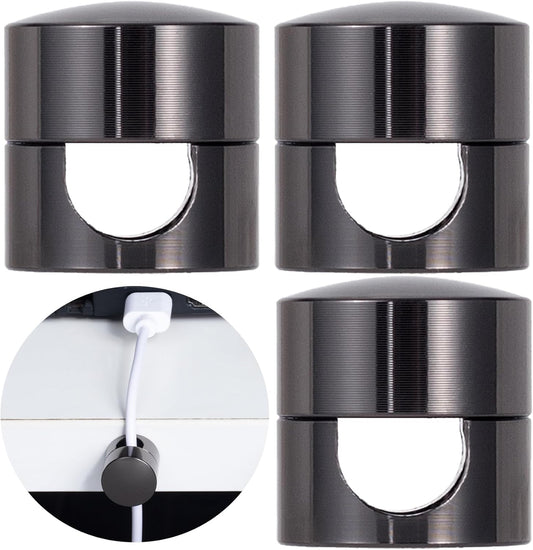 3 Sets Charger Holders for Cords, Black Adjustable Cable Anchor Holders, Adhesive Metal Cord Clips, Cable Management Wire Organizers for Desk, Office, Nightstand