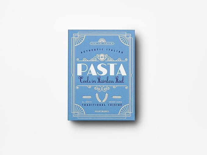 The Essentials, Pasta Tools – Pasta Kit with Spaghetti Tong, Spaghetti Measurer & Grater in Bright Blue Book-Style Case