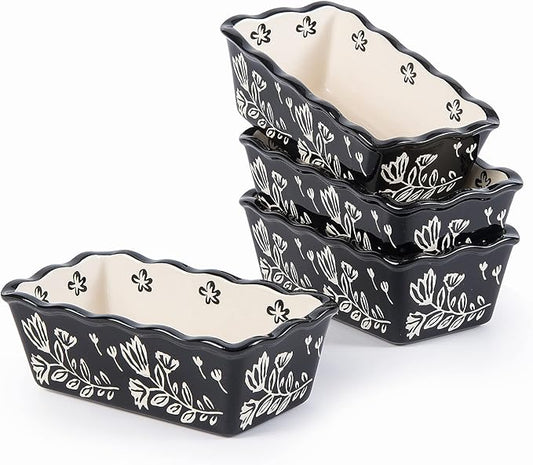 Wisenvoy Mini Loaf Pans for Baking - 4-Piece Ceramic Bread Pans