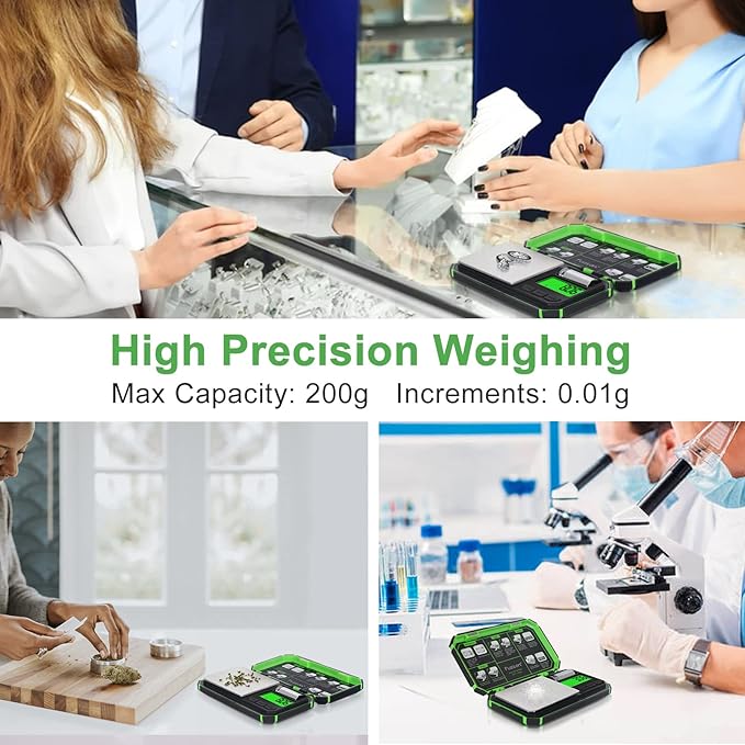 Fuzion TU-X Digital Gram Scale, 200g/0.01g Pocket Herb Scale with 6 Units for Personal Hobbies, Small Scale .01 Gram Accuracy Measuring Jewelry, Food, Powder