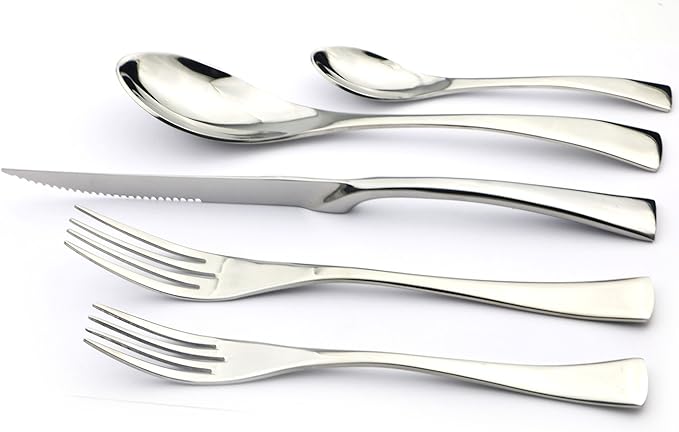 5-Piece 18/10 Stainless Steel Serrated Steak Knife Flatware Set, Service for 1