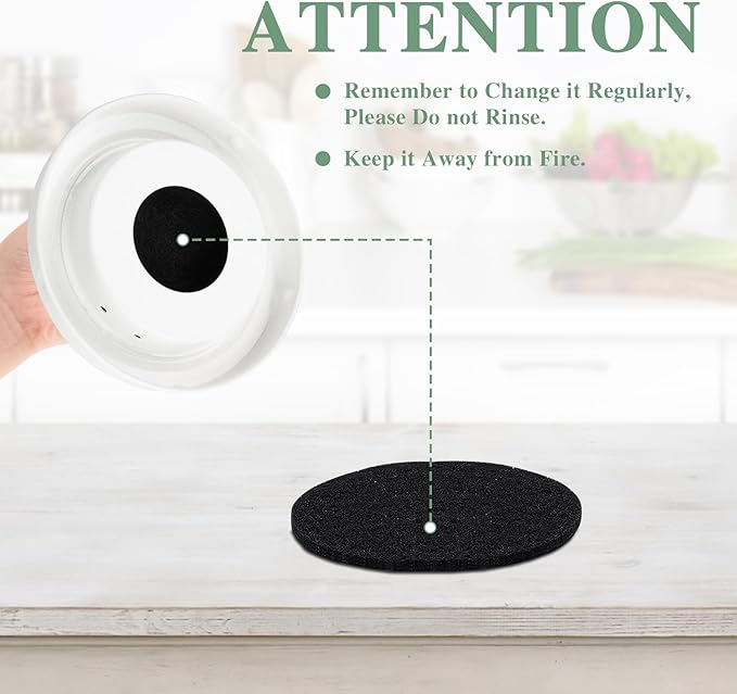 Vipush Charcoal Filters for Kitchen Compost Bin - 12 Pack Activated Carbon Filters for Countertop Bin Pail Replacement, Activated Charcoal Home Bucket Refill Sets