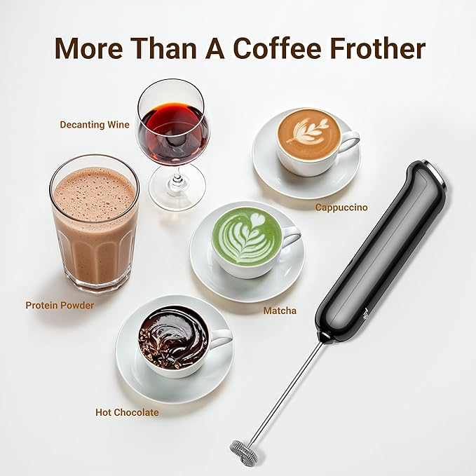 InstaWhisk Milk Frother with Variable Speed, Rechargeable Coffee Frother Wand with Detachable Double Whisk, Drink Mixer Handheld Electric Stirrer for Latte, Cappuccino, Matcha, Almond Milk, Protein