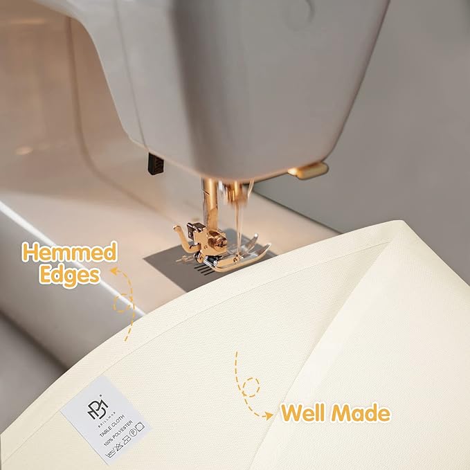 BRILLMAX 4 Pack Ivory Round Tablecloths 132 Inch - Circle Bulk Linen Polyester Fabric Washable Table Cloth Cover for Wedding Reception Banquet Birthday Party Buffet Restaurant