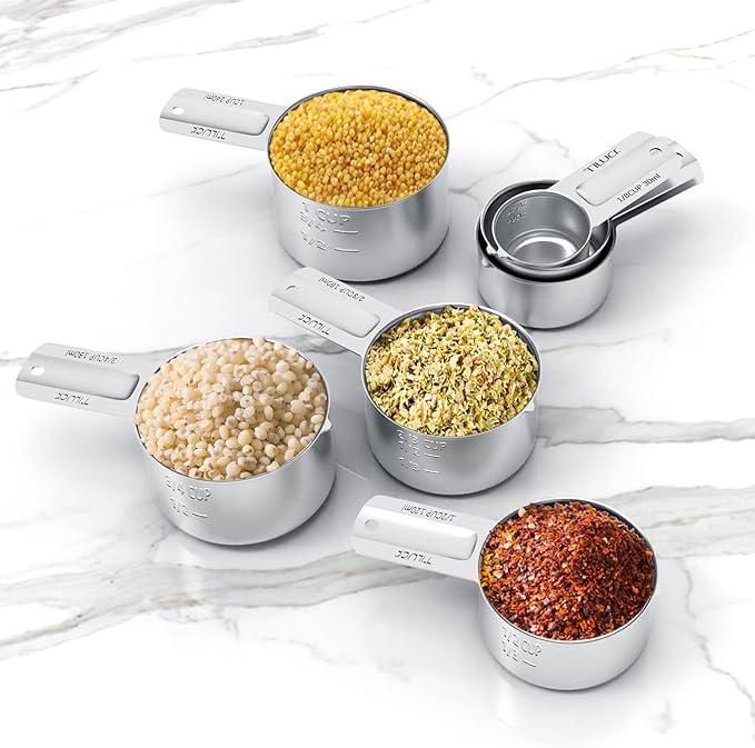 TILUCK Stainless Steel Measuring Cups Set,Kitchen Gadgets for Cooking & Baking,Set of 7