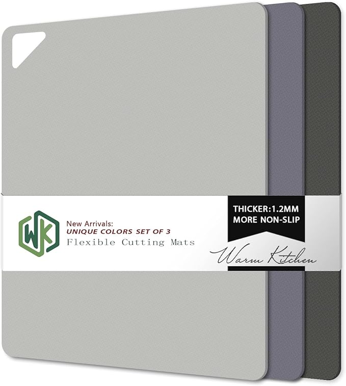 WK Flexible Plastic Cutting Boards for Kitchen, Cutting Board Mats Set of 3, Nonslip Cutting Board for Meat, Thin Cutting Sheets with Hole, Dishwasher Safe, BPA Free, 14.5x11.5"