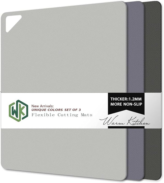 WK Flexible Plastic Cutting Boards for Kitchen, Cutting Board Mats Set of 3, Nonslip Cutting Board for Meat, Thin Cutting Sheets with Hole, Dishwasher Safe, BPA Free, 14.5x11.5"
