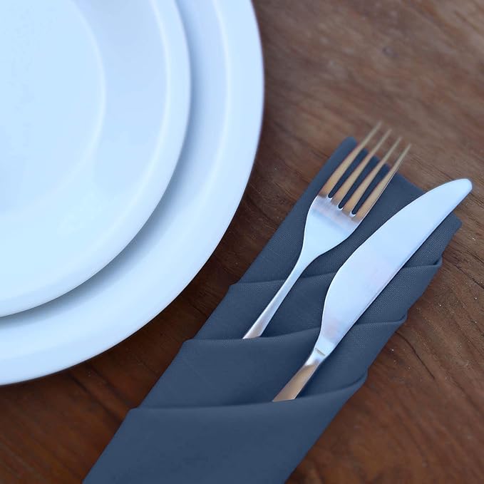 Ruvanti Cloth Napkins Set of 12, 18x18 Inches Napkins Cloth Washable, Soft, Durable, Absorbent, Cotton Blend. Table Dinner Napkins Cloth for Hotel, Lunch, Restaurant, Weddings, Parties -Ocean Blue