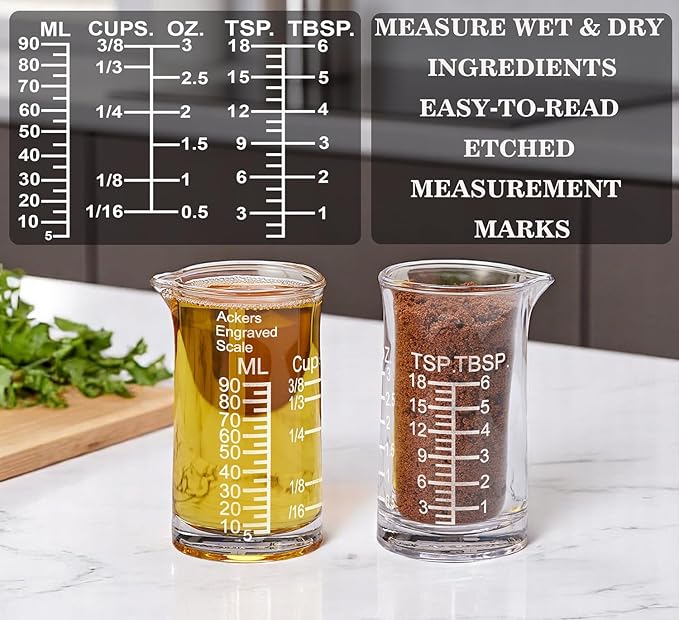 Ackers Shot Glass Etching Scale Measuring Cup 3 Ounce/90ML Liquid Heavy High Espresso Glass Cup
