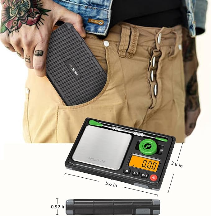 Fuzion Gram Scale, 200g/0.01g Rechargeable Pocket Scale, 6 Units Conversion, Mini Scale Gram and Ounce, Jewelry Scale, Portable Scale, Great for Food, Spices, Powder, Coins