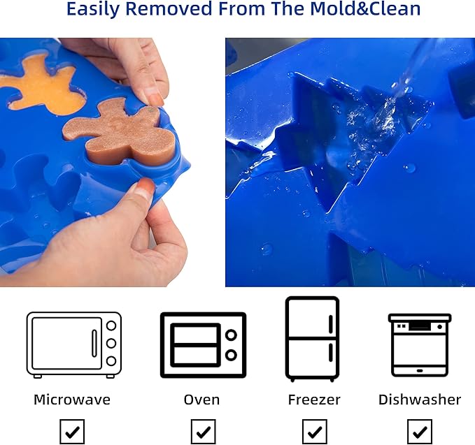 IHOMECOOKER 4PC Large Size Silicone Christmas Baking Mold Set Christmas Tree Snowflakes Snowman Cake Mold,bath bombs,Soap Mold Set