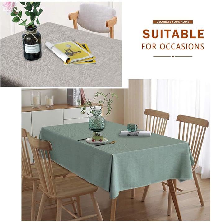 Table Cloth Rectangle Table Cover 55x71 Inches Faux Linen Wrinkle Free and Waterproof Celadon Green Rectangle Tablecloth for Kitchen Dining Party Buffet Wedding