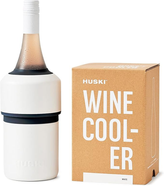 Huski Wine Chiller | Award Winning Iceless Design | Keeps Wine Cold up to 6 Hours | Wine Accessory | Next Generation Ice Bucket | Fits Some Champagne Bottles | Perfect Gift for Wine Lovers (White)