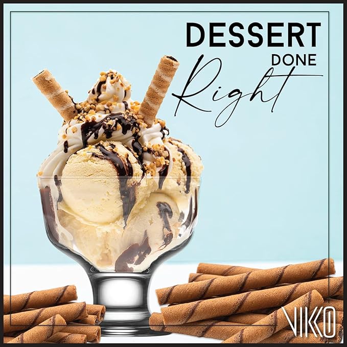 Vikko Dessert Bowls, 7 Ounce Ice Cream Sundae Bowls, Set of 12 Footed Dessert Cup For Ices, Pudding, Fruit, and More, Dishwasher Safe