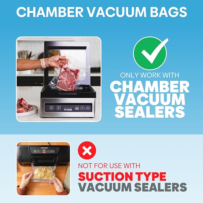 Chamber Vacuum Sealer Bags,14"x18" 200 Pcs Pre-cut Chamber Machine Pouches,Heavy Duty Chamber Vacuum Bags for Commercial Sealer,Food Storage,Meal Prep,Sous Vide,Meat Cheese Goods, BPA Free