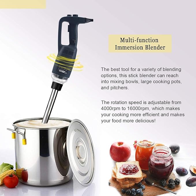 Li Bai 20 in Heavy Duty Big Stix Immersion Blender Handheld Kitchen, Hand Blenders for Kitchen, Commercial Mixer Electric, 500W Removable Shaft 2500rpm to 15000rpm, Emulsifier Blender Handheld