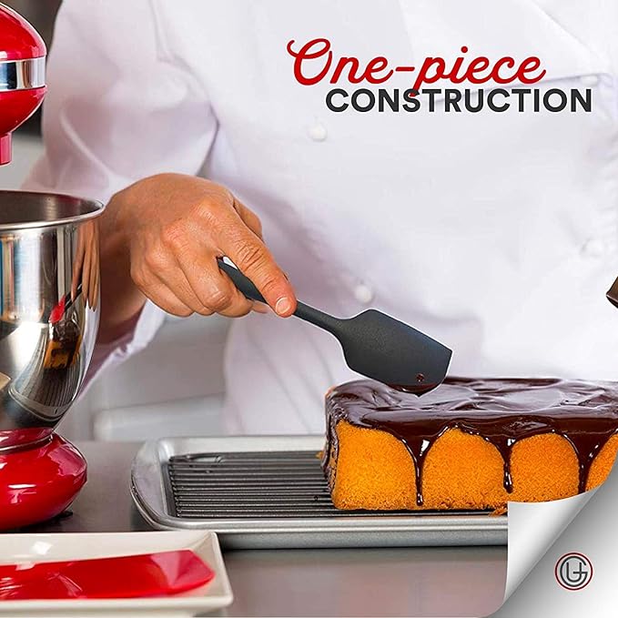 UpGood Silicone Spatula Set 600°F - High Heat Resistant Nonstick, Small and Large Kitchen Spatulas - Flexible BPA Free Professional Grade Cookware - Utensils for Cooking, Baking, Mixing(3 Pcs, Grey)