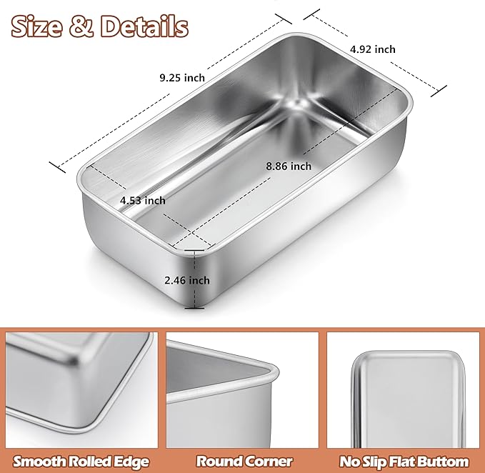 LIANYU 9 Pack Bread Loaf Pans for Baking 9x5Inch, Stainless Steel Meat Bread Baking Pans, Loaf Tin for Homemade Banana Sandwich Sourdough