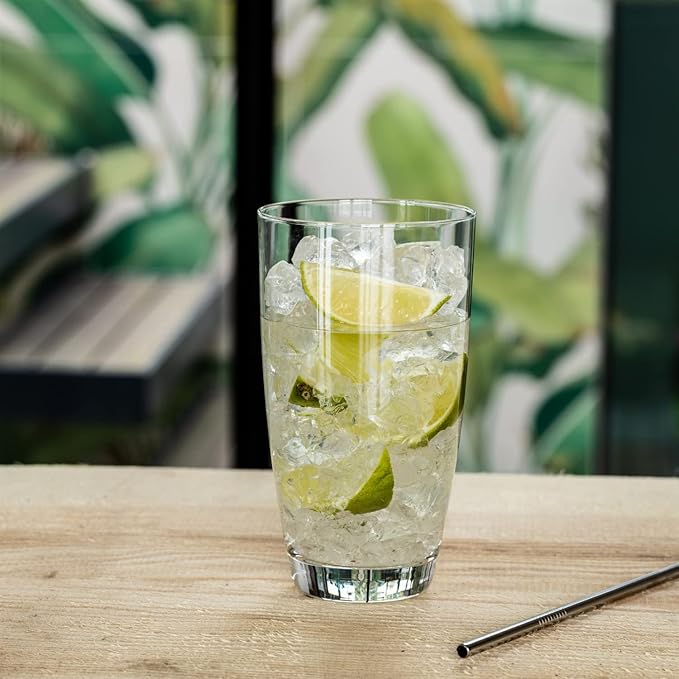 Krosno Tall Water Drinking Glasses, Set of 6, 16.9 oz Mixology Collection, Ideal for Everyday Use, Drinking Glasses, Lead-Free and Safe, Dishwasher Safe, Made in Europe