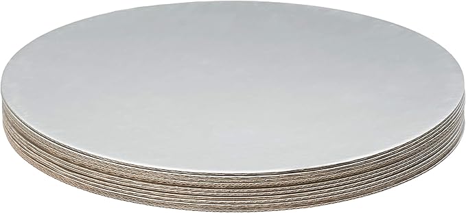 Fox Run 12-Piece Cardboard Cake Circle Base Set, 10 x 10 x 0.25 inches, Silver