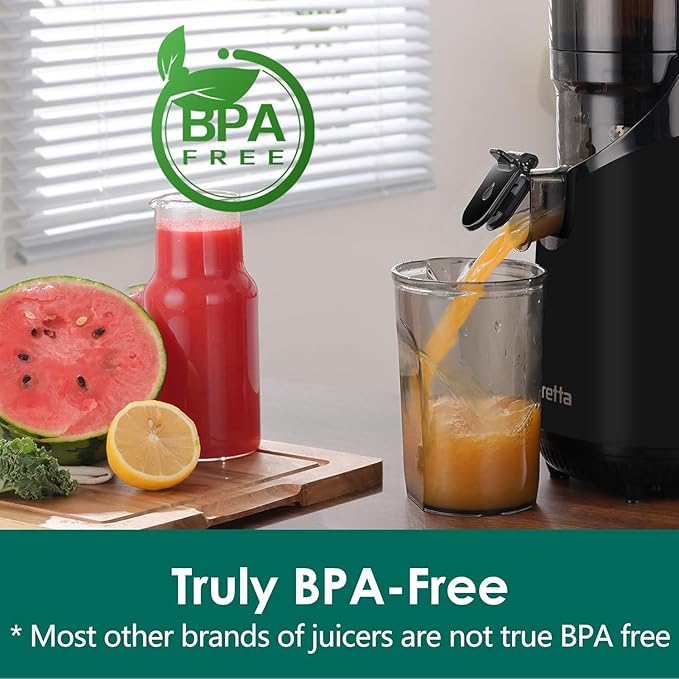 Cold Press Juicer Machines, Slow Masticating Juicer with 5.3" Extra Large Feed Chute Fit Whole Fruits & Vegetables, Self Feeding Effortless for Batch Juicing, BPA Free 250W (Matte Black, 1.8L)