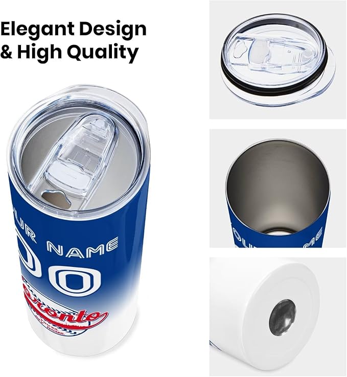 Custom Tumbler Stainless Steel Cup Personalized Baseball Vacuum Insulation Travel Mug Add Your Name Number Fans Gift for Baseball Fans