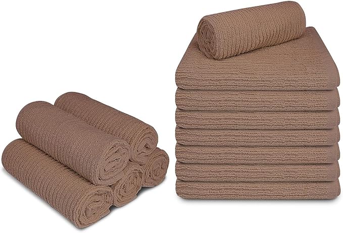 Softolle Bar Mop Towels, Pack of 12-16x19 Inches - 100% Cotton Super Absorbent Towels, Multi-Purpose for Home and Bar Cleaning (Taupe)