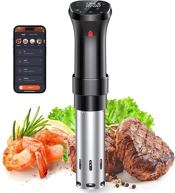 WIFI Sous Vide Machine, 1100 Watts Sous-Vide Cooker Immersion Circulator with Preset Recipes on APP, Thermal Immersion, Fast-Heating with Timer & Best Gift (black-wifi, L)