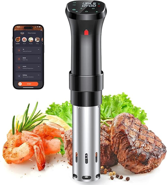 WIFI Sous Vide Machine, 1100 Watts Sous-Vide Cooker Immersion Circulator with Preset Recipes on APP, Thermal Immersion, Fast-Heating with Timer & Best Gift (black-wifi, L)