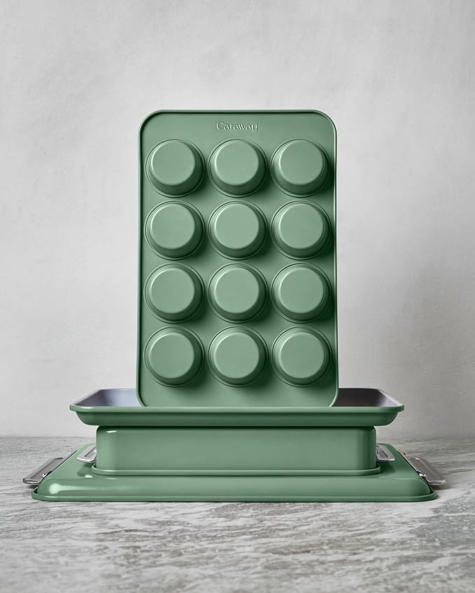 Caraway Nonstick Ceramic Bakeware Set (5 Pieces) - Baking Sheets, Assorted Baking Pans, & Storage - Aluminized Steel Body - Non Toxic, PTFE & PFOA Free - Perracotta