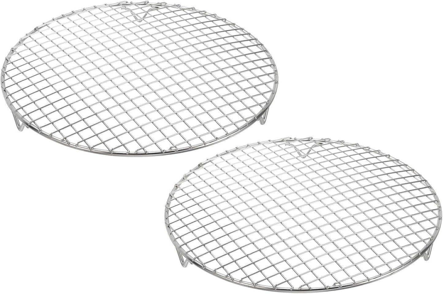 uxcell 2 Pcs Round Cooking Rack with Legs, Dia 11.6 Inch 304 Stainless Steel Barbecue Grill for Cooking Baking Barbecue Air Fryer Racks, Silver