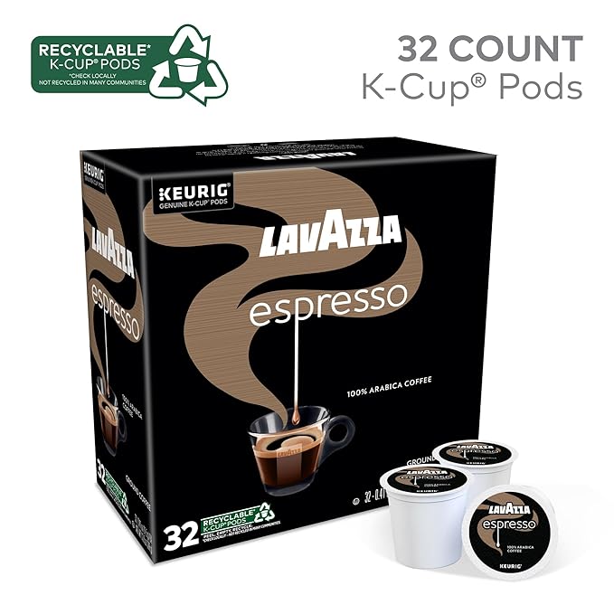 Lavazza Espresso, Single-Serve Keurig K-Cup Pods, Medium Roast Coffee, 32-Count Box
