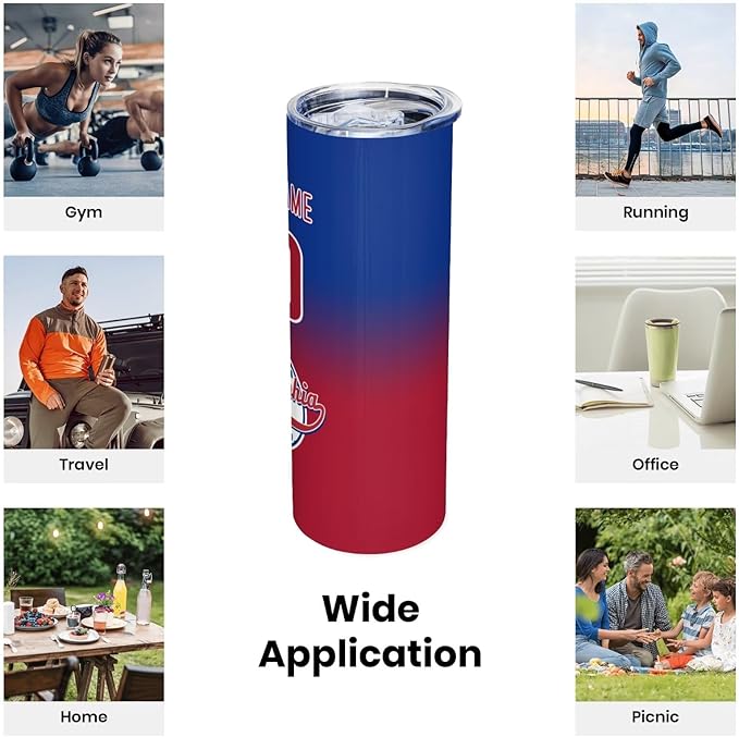 Custom Tumbler Stainless Steel Cup Personalized Baseball Vacuum Insulation Travel Mug Add Your Name Number Fans Gift for Baseball Fans