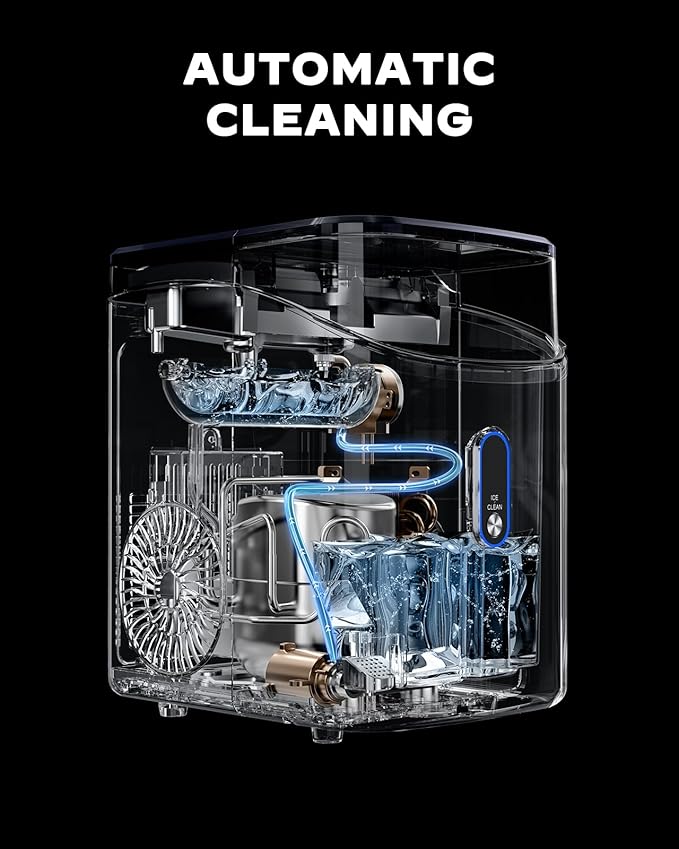 Silonn Nugget Ice Maker Countertop, Pebble Ice Maker with Crushed Ice, One-Click Operation Ice Machine with Self-Cleaning, 33lbs/24H for Home, Kitchen, Office, Blue