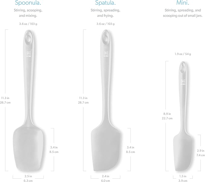 DI ORO Silicone Spatula Set - Rubber Kitchen Spatulas for Baking, Cooking, & Mixing - 600°F Heat-Resistant & BPA Free Silicone Scraper Spatulas for Nonstick Cookware - Dishwasher Safe (3pc, Stone)