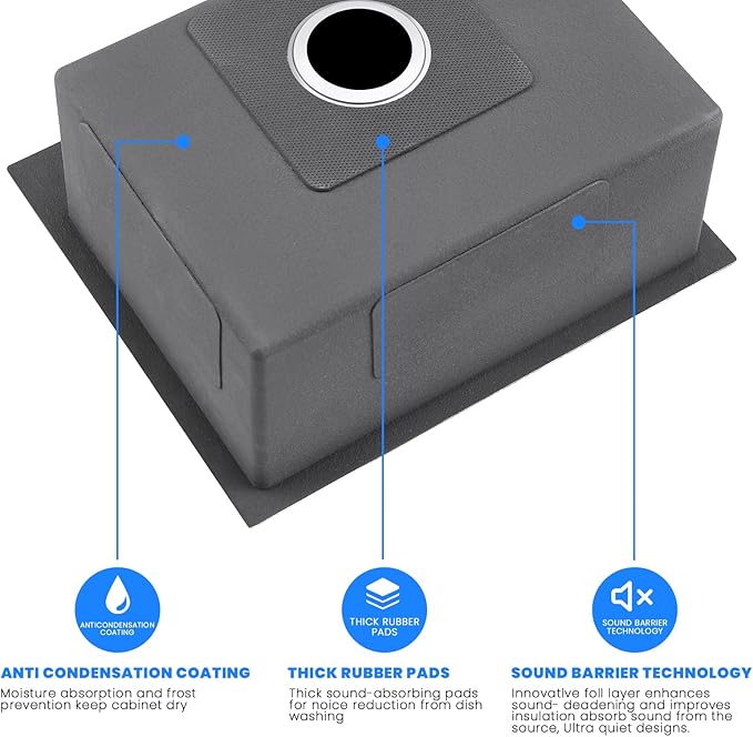 POPFLY 15x17 Inch Undermount Bar Prep Sink, 15” Undermount Rectangle Kitchen Sink, 304 Stainless Steel Single Bowl Small Kitchen Rv Sinks, Brushed