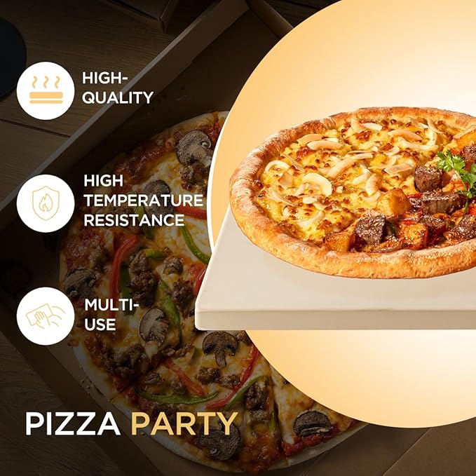 Pizza Stone for Oven and Grill, Heavy Duty Cordierite Baking Pan, Rectangular Baking Stone for Bread, Cookie,16x14 Inch