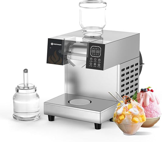 Snowflake Ice Machine, Commercial Shaved Ice Machine, Electric Snow Cone Maker, 10 Gears Adjustable Speed for Home, Outdoor Kitchen, Restaurant, Bakery, Café (Air Cooling, 250kg/24H)